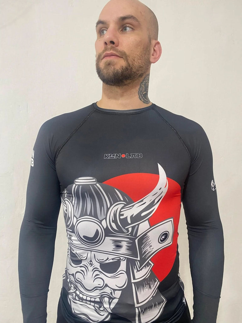 RashGuard KimonoLab Preta Manga longa Samurai Jiu Jitsu KimonoLab